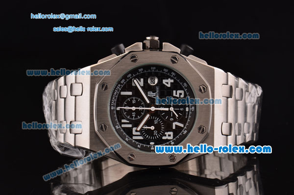 Audemars Piguet Royal Oak Offshore Chronograph Japanese Miyota OS10 Quartz Stainless Steel Case with Stainless Steel Strap and Black Dial - Click Image to Close